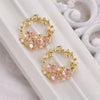 Jewelry Accessories Metal Faux Shellfish Four Leaf Floret With Pearl Leaf Vine Pendant Earrings Electroplated