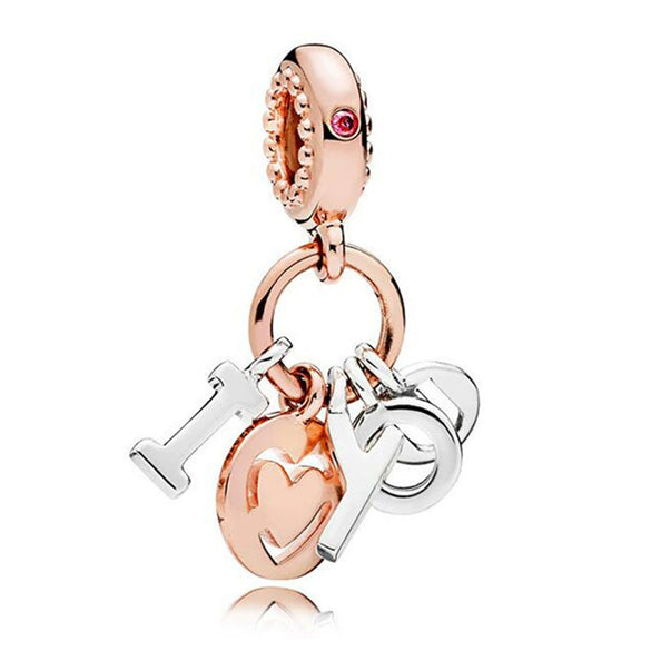 Jewelry Accessories Metal Letter Family Pendant Rose Gold Plated Totem Charm Bracelet