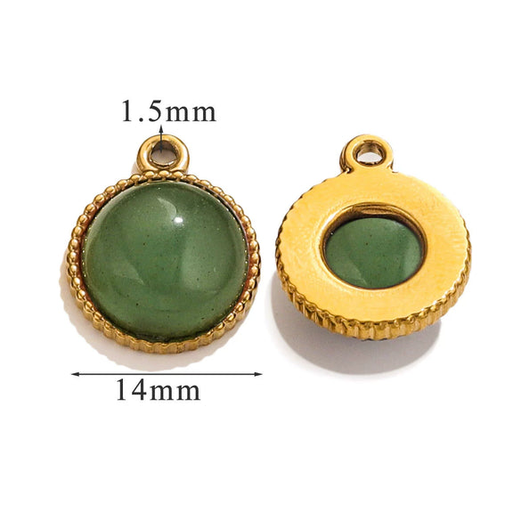 Jewelry Accessories Natural Stone Pendant Handmade With Stainless Steel And Electroplated 18K Gold In Oval Shape