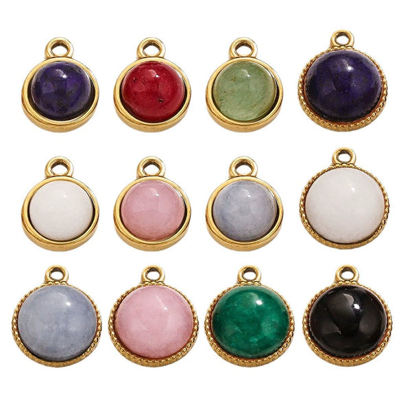 Jewelry Accessories Natural Stone Pendant Handmade With Stainless Steel And Electroplated 18K Gold In Oval Shape