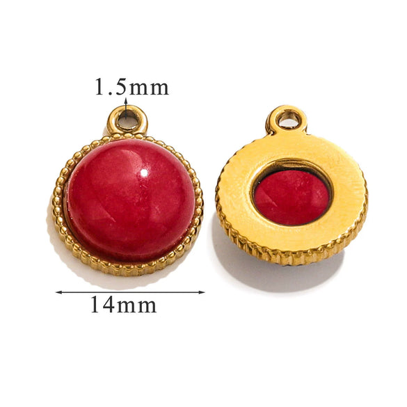 Jewelry Accessories Natural Stone Pendant Handmade With Stainless Steel And Electroplated 18K Gold In Oval Shape