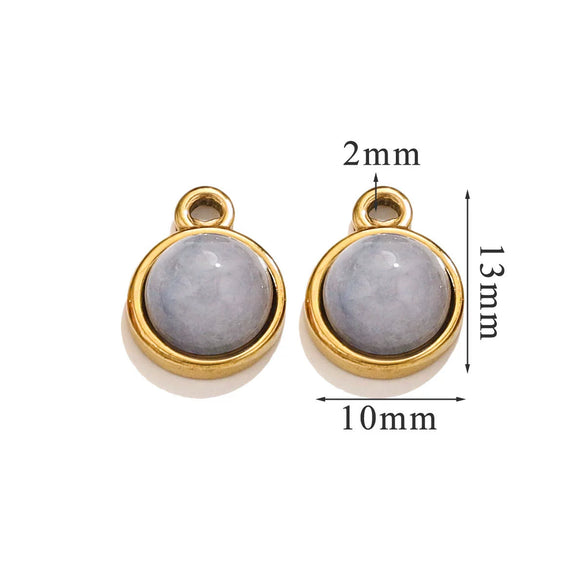 Jewelry Accessories Natural Stone Pendant Handmade With Stainless Steel And Electroplated 18K Gold In Oval Shape
