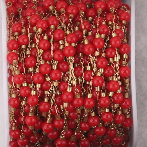 Jewelry Accessories Natural Stone Stainless Steel Chain With Vacuum Gold Plating Electroplating