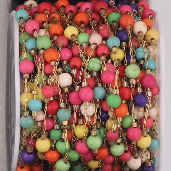 Jewelry Accessories Natural Stone Stainless Steel Chain With Vacuum Gold Plating Electroplating
