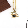 Jewelry Accessories Peach Heart Pendant Ball Chain Necklace Copper Titanium Steel Dripping Oil Design