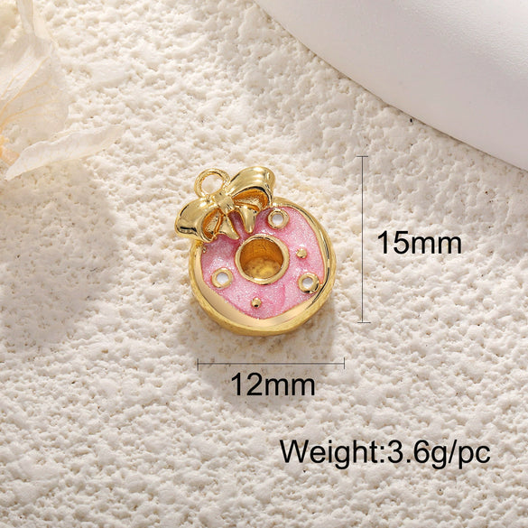 Jewelry Accessories Pendant Copper Real Gold Plated Sweet Style Love Butterfly Shell Crystal With Heart Shape And Insect Pattern Dripping Oil Design