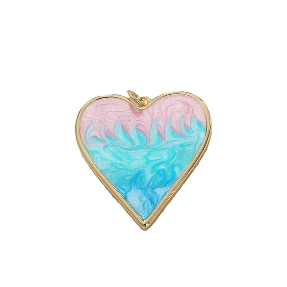 Jewelry Accessories Pendant Copper Real Gold Plated Sweet Style Love Butterfly Shell Crystal With Heart Shape And Insect Pattern Dripping Oil Design