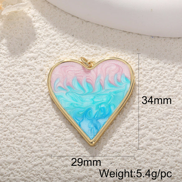 Jewelry Accessories Pendant Copper Real Gold Plated Sweet Style Love Butterfly Shell Crystal With Heart Shape And Insect Pattern Dripping Oil Design