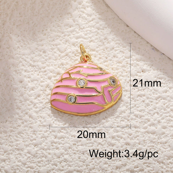 Jewelry Accessories Pendant Copper Real Gold Plated Sweet Style Love Butterfly Shell Crystal With Heart Shape And Insect Pattern Dripping Oil Design