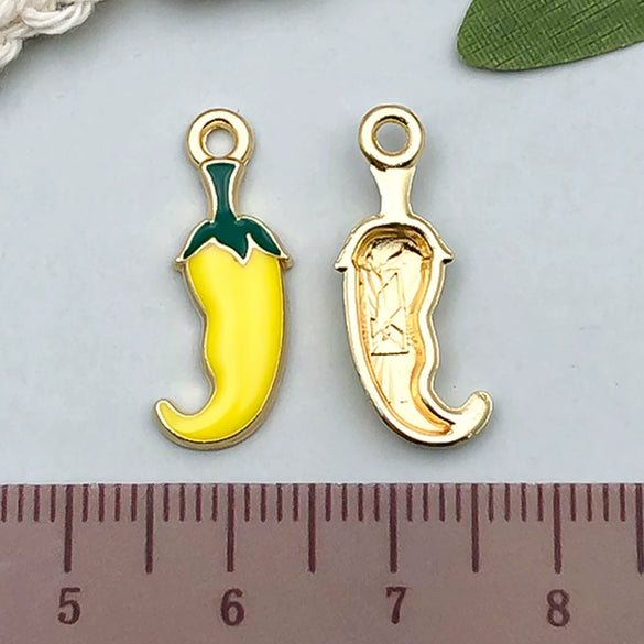 Jewelry Accessories Pendant Keychain Zinc Alloy Cartoon Pepper Cactus Shape Dripping Oil Design
