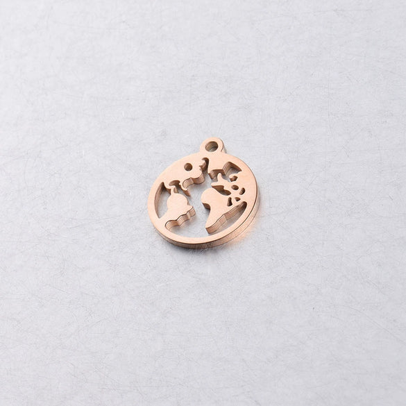 Jewelry Accessories Pendant Stainless Steel Geometric World Map Round Hollow Mirror Finish Polishing