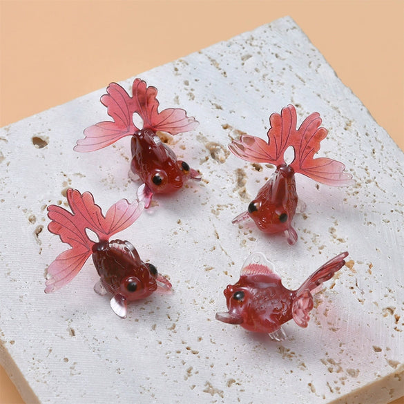 Jewelry Accessories Plastic Resin Dripping Oil Koi Carp Goldfish Pendant Stud Earrings Diy Handmade