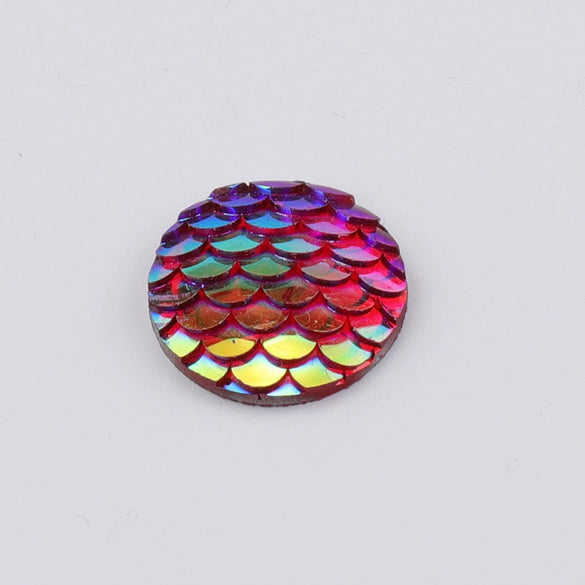 Jewelry Accessories Plastic Resin Geometric Fish Scale Round Drill Plated Ab Colored