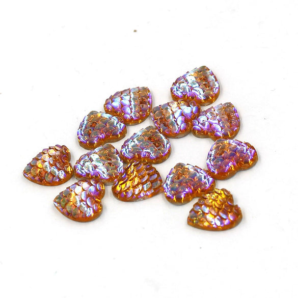 Jewelry Accessories Plastic Resin Heart Fish Scale Electroplated