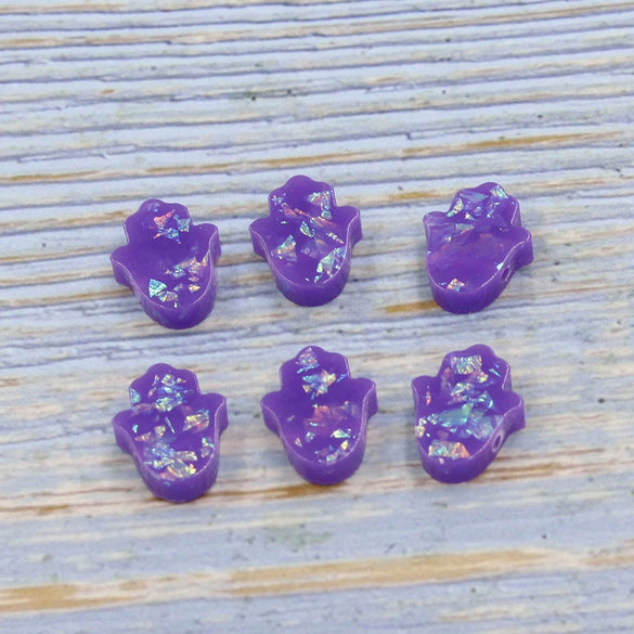 Jewelry Accessories Plastic Resin Opal Hamsa Bead With Small Hole And Environmental Protection Treatment