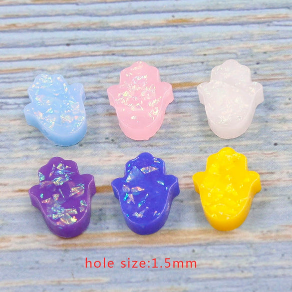 Jewelry Accessories Plastic Resin Opal Hamsa Bead With Small Hole And Environmental Protection Treatment
