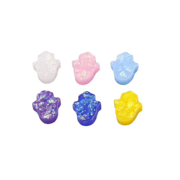 Jewelry Accessories Plastic Resin Opal Hamsa Bead With Small Hole And Environmental Protection Treatment