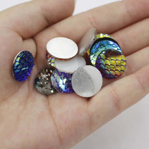 Jewelry Accessories Plastic Resin Round Fish Scale Patch