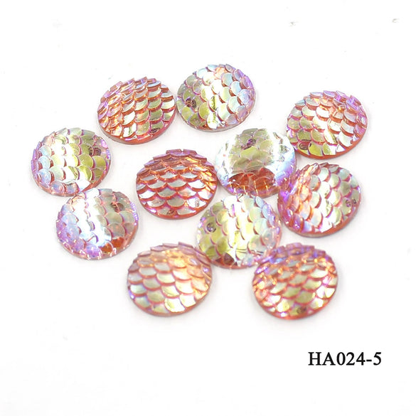 Jewelry Accessories Plastic Resin Round Fish Scale Patch