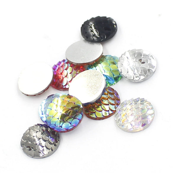 Jewelry Accessories Plastic Resin Round Fish Scale Patch