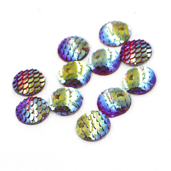 Jewelry Accessories Plastic Resin Round Fish Scale Patch