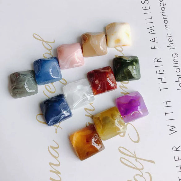 Jewelry Accessories Plastic Resin Square Geometric Smudged Ink Pattern