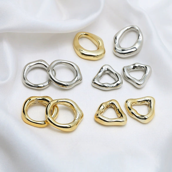 Jewelry Accessories Retro Simple Wind Design Wave Pattern Hollow Geometric Electroplated Handmade
