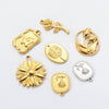 Jewelry Accessories Rose Pendant Retro Flower Stainless Steel Irregular Electroplated Diy Handmade Earrings Necklace