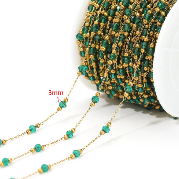 Jewelry Accessories Round Natural Stone Stainless Steel Chain Gold Plated