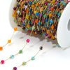 Jewelry Accessories Round Natural Stone Stainless Steel Chain Gold Plated