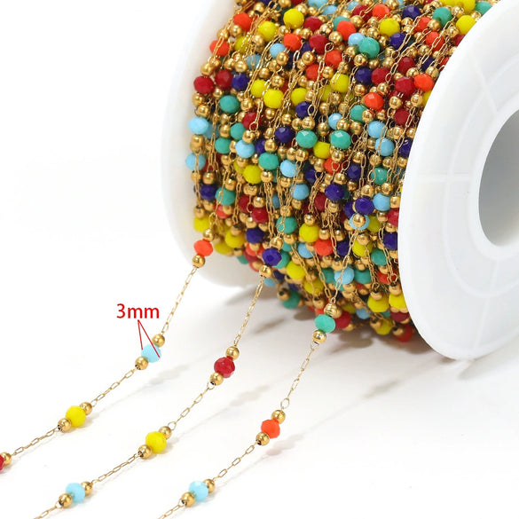 Jewelry Accessories Round Natural Stone Stainless Steel Chain Gold Plated
