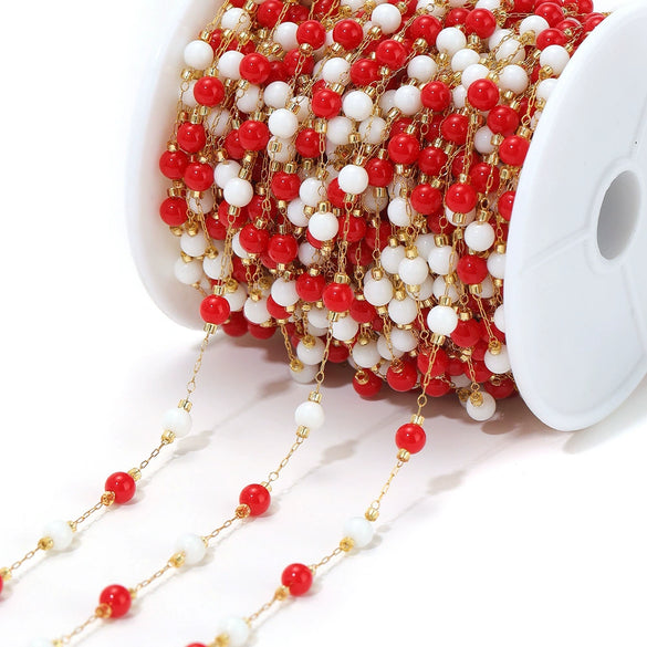 Jewelry Accessories Round Natural Stone Stainless Steel Chain Gold Plated