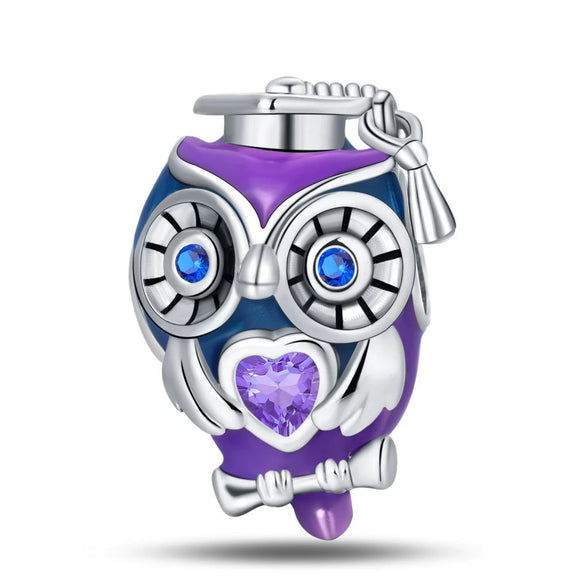 Jewelry Accessories Silver Plated Dripping Oil Owl Scholar Hat Pendant
