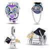 Jewelry Accessories Silver Plated Dripping Oil Owl Scholar Hat Pendant
