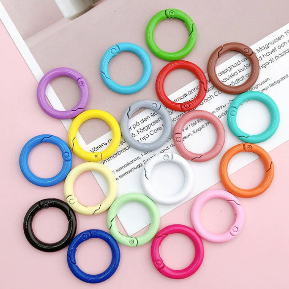 Jewelry Accessories Spring Ring Alloy Candy Color Painted Hardware Keychain