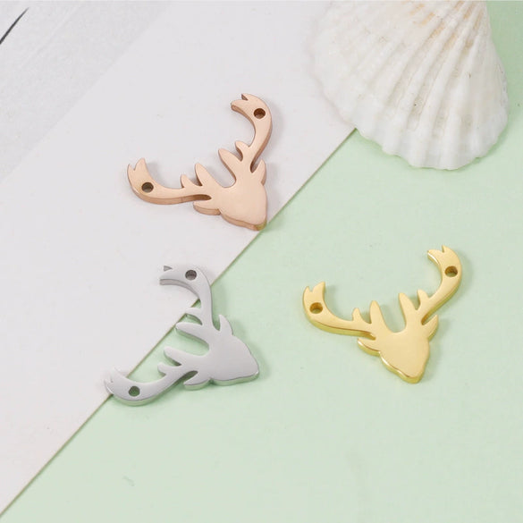 Jewelry Accessories Stainless Steel Antler Horseshoe Double Hole Connector Pendant Fine Polishing