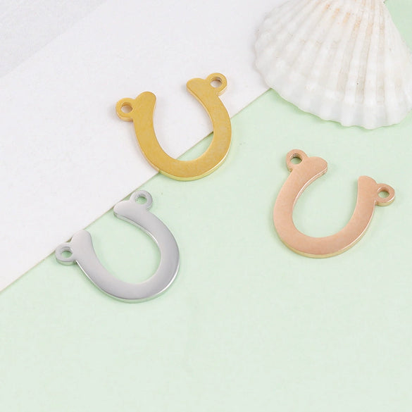 Jewelry Accessories Stainless Steel Antler Horseshoe Double Hole Connector Pendant Fine Polishing