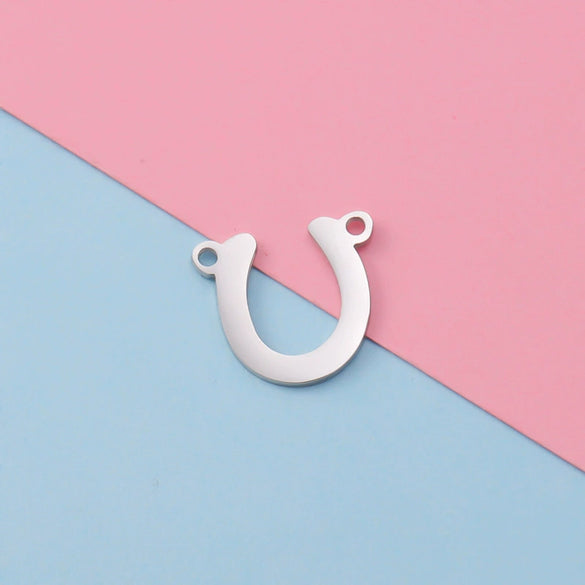 Jewelry Accessories Stainless Steel Antler Horseshoe Double Hole Connector Pendant Fine Polishing