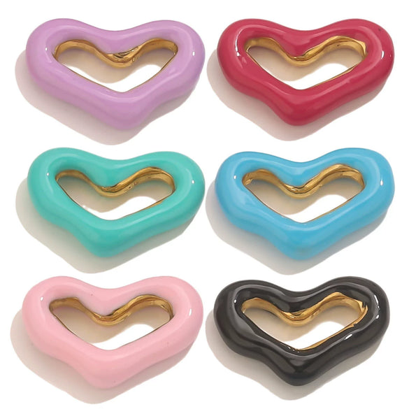 Jewelry Accessories Stainless Steel Big Heart Pendant With Oil Dripping And Vacuum Colorpreserving Process