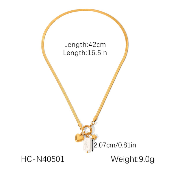 Jewelry Accessories Stainless Steel Blade Chain Pendant Necklace With Electroplating Geometric Shape Titanium Steel And Pearl