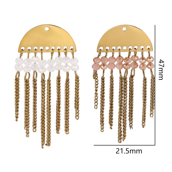 Jewelry Accessories Stainless Steel Bohemian Crystal Metal Tassel Electroplated Diy Earrings