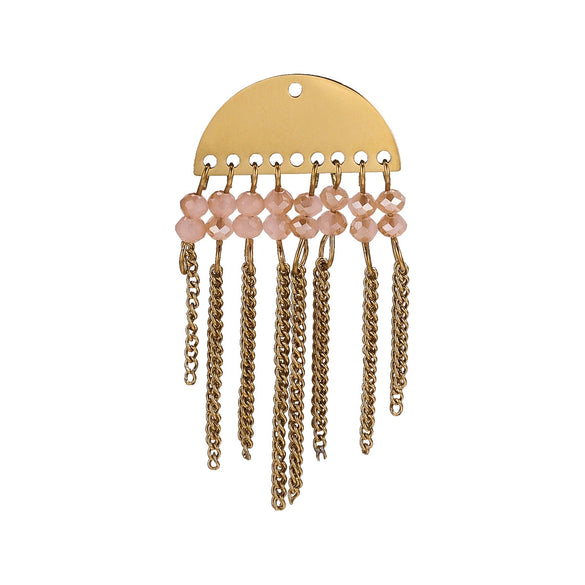 Jewelry Accessories Stainless Steel Bohemian Crystal Metal Tassel Electroplated Diy Earrings