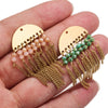 Jewelry Accessories Stainless Steel Bohemian Crystal Metal Tassel Electroplated Diy Earrings