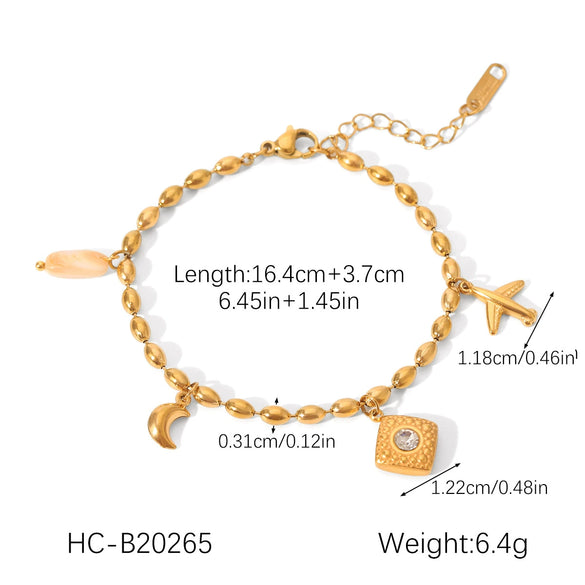 Jewelry Accessories Stainless Steel Bracelet With Heart Flower Leaf Star Geometric Patterns Electroplated