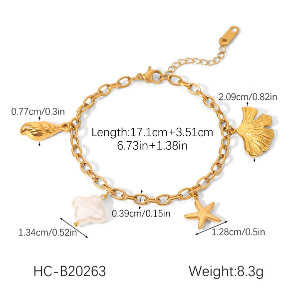 Jewelry Accessories Stainless Steel Bracelet With Heart Flower Leaf Star Geometric Patterns Electroplated
