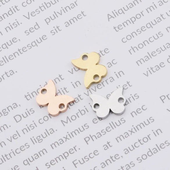 Jewelry Accessories Stainless Steel Butterfly Double Hole Pendant Fine Polishing