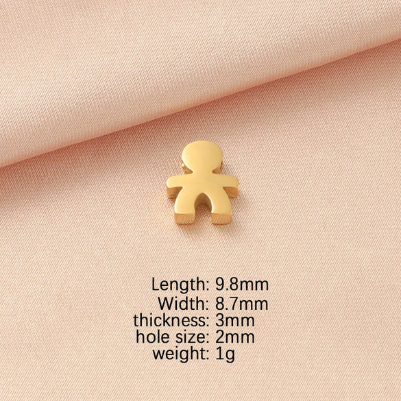 Jewelry Accessories Stainless Steel Creative Small Hole Bead Pendant With Cartoon People Pattern For Boys And Girls Couples Fine Polished