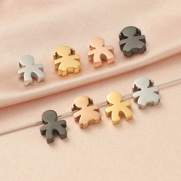 Jewelry Accessories Stainless Steel Creative Small Hole Bead Pendant With Cartoon People Pattern For Boys And Girls Couples Fine Polished