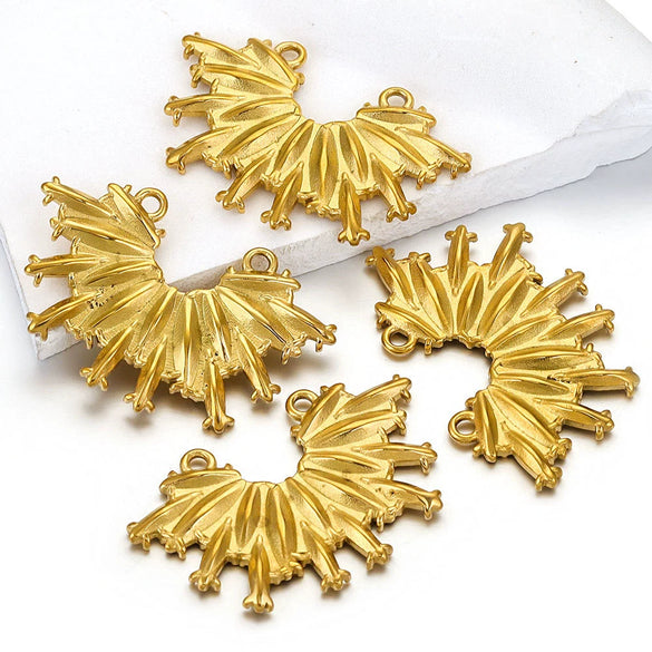 Jewelry Accessories Stainless Steel Crown Pattern Handmade Electroplated Double Hole Launch Tassel Pendant For Earrings And Necklace