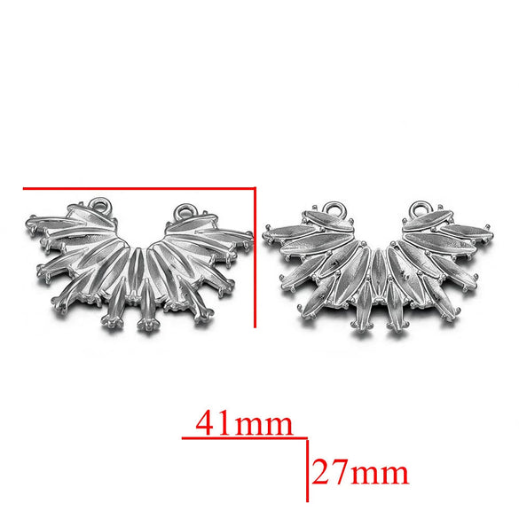Jewelry Accessories Stainless Steel Crown Pattern Handmade Electroplated Double Hole Launch Tassel Pendant For Earrings And Necklace